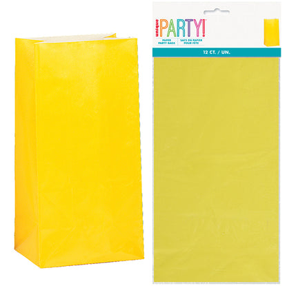 Paper Bags - Yellow (Pack of 12)