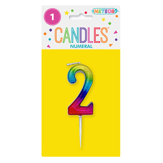 Metallic Rainbow Mini Numeral Pick Candle - 2