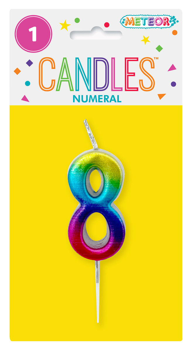 Metallic Rainbow Mini Numeral Pick Candle - 8