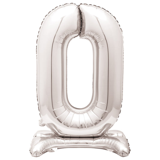 Silver "0" Giant Standing Numeral Foil Balloon (76cm)