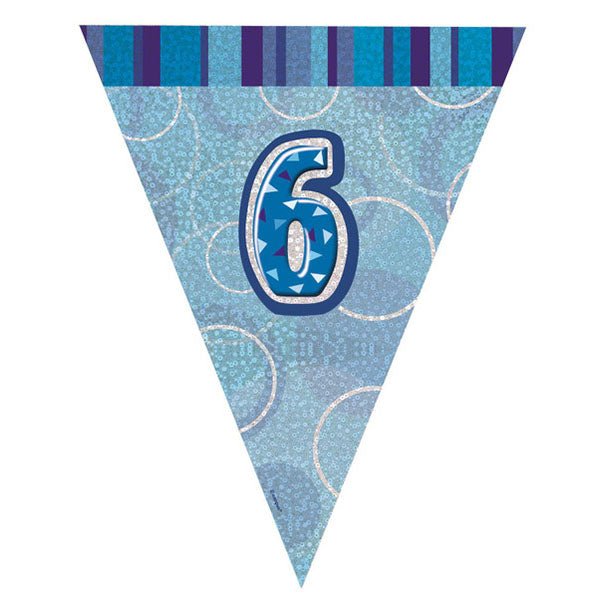 "6" Glitz Blue Flag Banner - 2.74m - The Party Marketplace