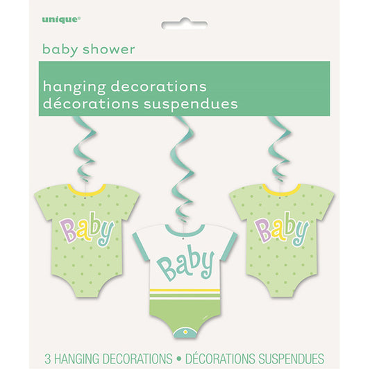 Polka Dot Baby Shower Hanging Swirl Decorations (Pack of 3)