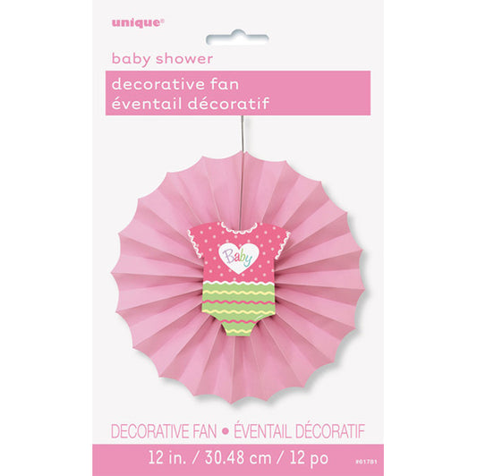 Pink Dot Baby Shower Decorative Fan