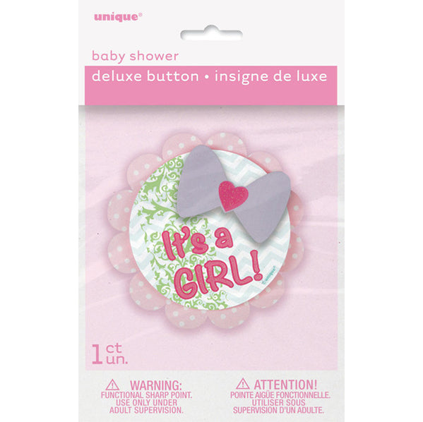 Deluxe Badge - "It's A Girl" Bow