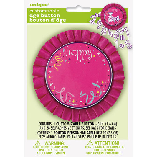 "Confetti Birthday" Badge With Stickers - Pink