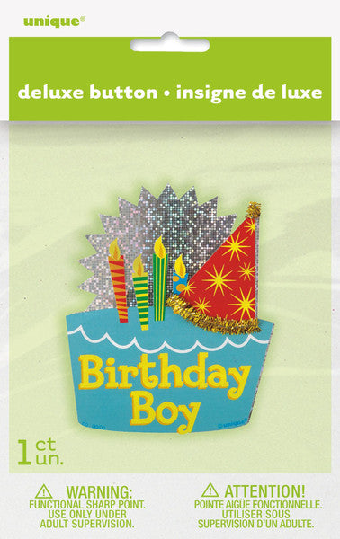 Deluxe Badge - Birthday Boy Party Hat