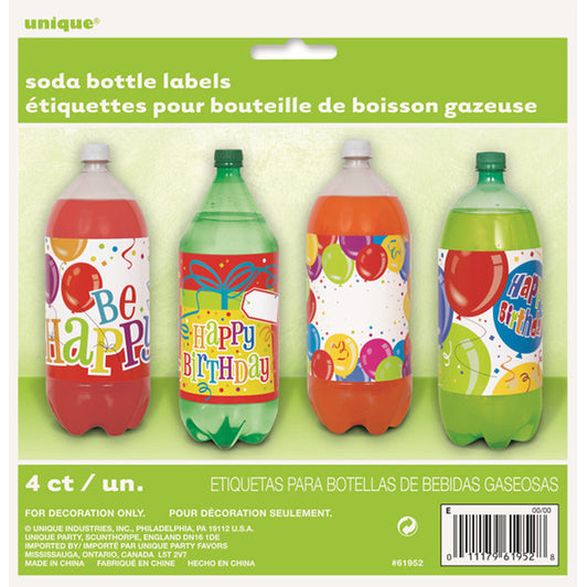 Celebration Birthday Soft Drink Labels (Pack of 4)