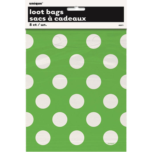 Dots Lime Green Loot Bags (Pack of 8)