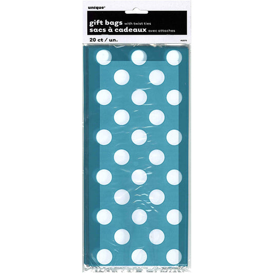 Dots Caribbean Teal Cello Bags (Pack of 20)