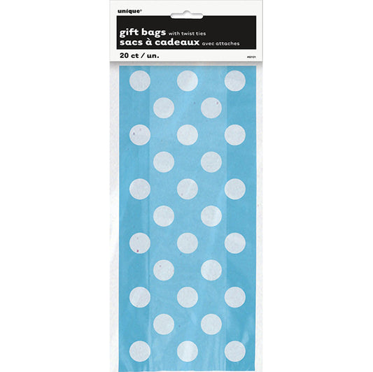 Dots Powder Blue Cello Bags (Pack of 20)