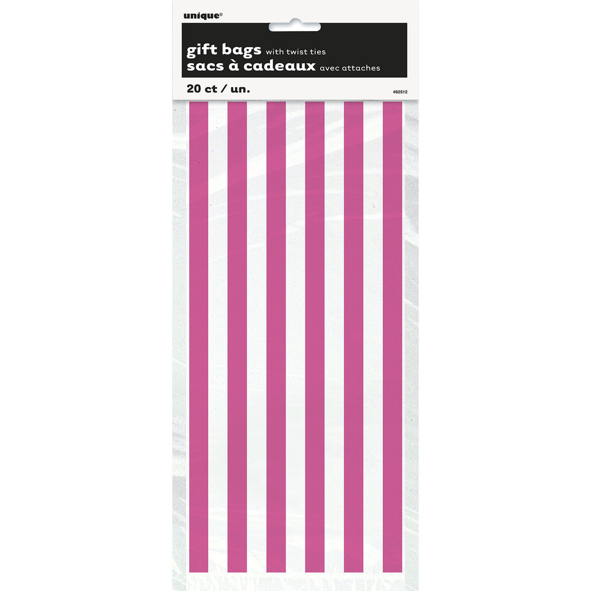 Stripes Hot Pink Printed Cello Bags (Pack of 20)