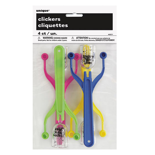 New Year Party Clickers - Neon (Pack of 4)