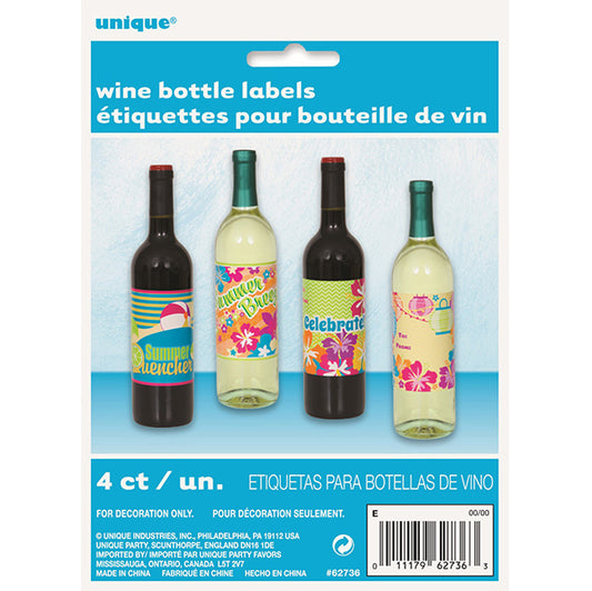 Summer Fun Luau Wine Bottle Labels (Pack of 4)