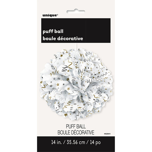 Puff Ball Decoration - Jazzy Silver & Gold 35cm