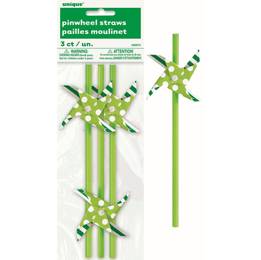 Pinwheel Paper Straws - Green (Pack of 3)