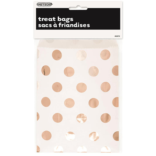 Treat Bags - Foil Dots Rose Gold (Pack of 8)