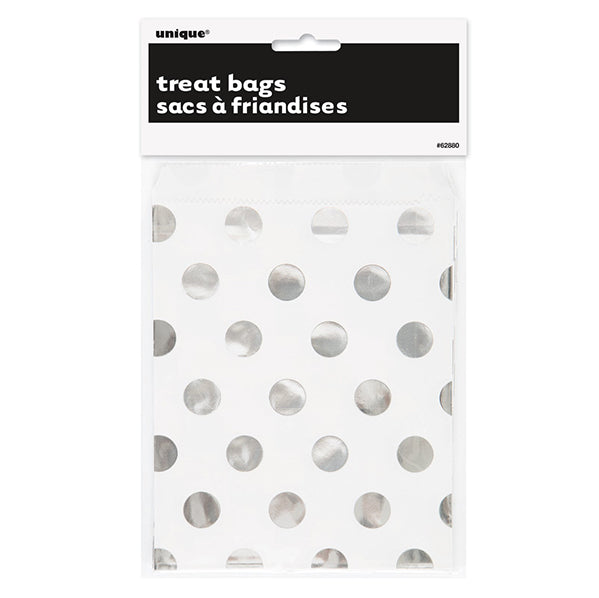 Treat Bags - Foil Dots Silver (Pack of 8)