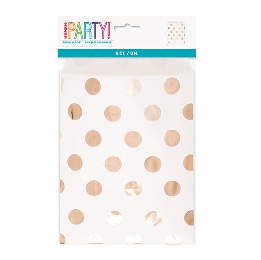 Dots Rose Gold Treat Bags (Pack of 8)