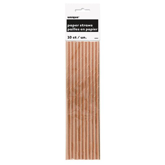 Rose Gold Foil Paper Straws (Pack of 10)