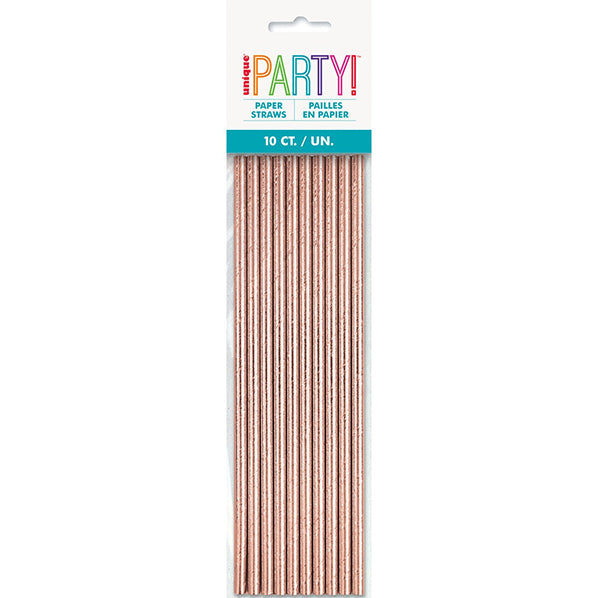 Rose Gold Foil Paper Straws (Pack of 10)