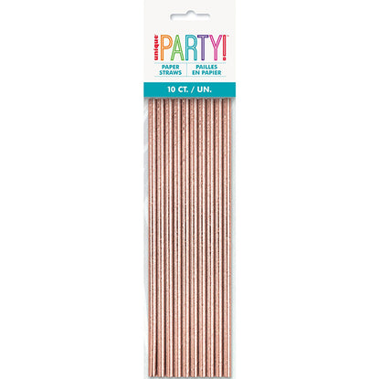 Rose Gold Foil Paper Straws (Pack of 10)