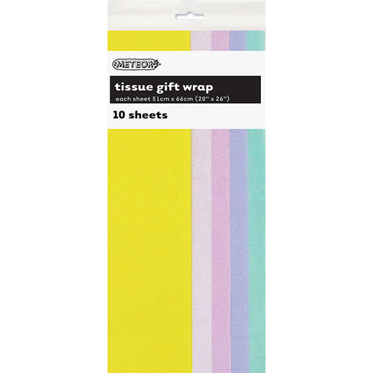 Tissue Paper - Pastel Assorted Colours (10 Sheets)