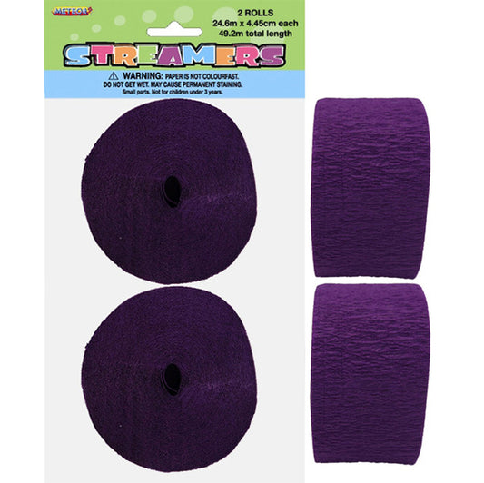 Crepe Streamers - Deep Purple (Pack of 2)