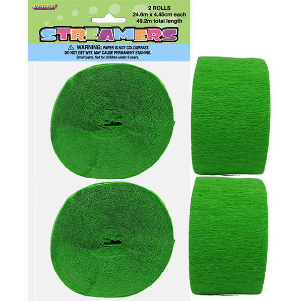 Crepe Streamers - Lime Green (Pack of 2)