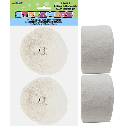 Crepe Streamers - Bright White (Pack of 2)