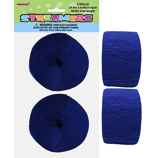 Crepe Streamers - True Navy Blue (Pack of 2)