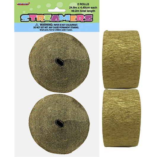 Crepe Streamers - Metallic Gold (Pack of 2)