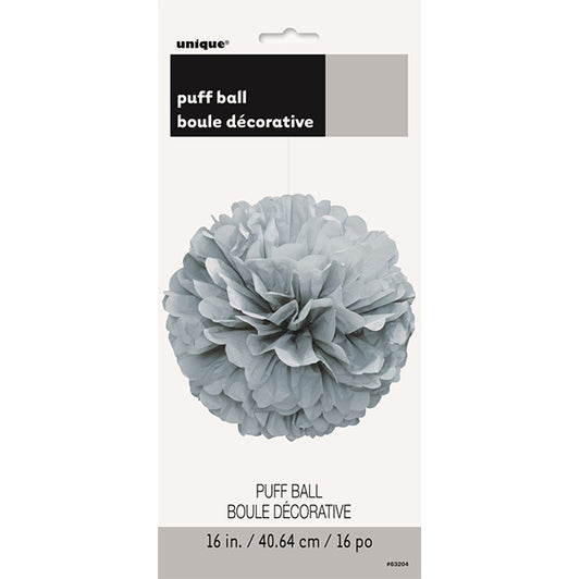 Puff Ball Decoration - Silver 40cm