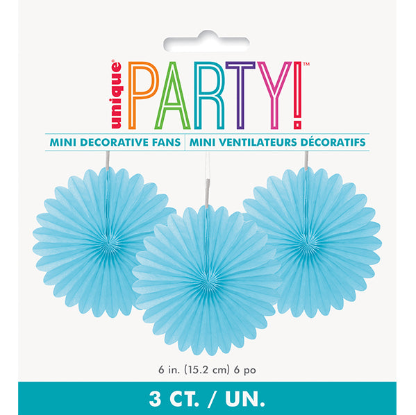 Decorative Fan - Powder Blue 15cm (Pack of 3)