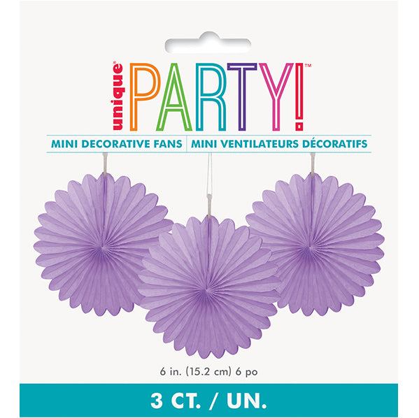 Decorative Fan - Pretty Purple 15cm (Pack of 3)