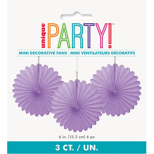 Decorative Fan - Pretty Purple 15cm (Pack of 3)