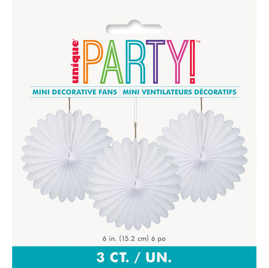 Decorative Fan - Bright White 15cm (Pack of 3)