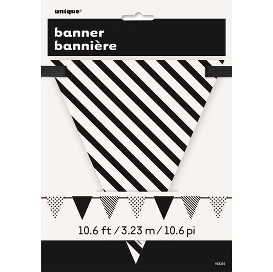 Dots & Stripes Paper Flag Banner - Midnight Black 3.65m