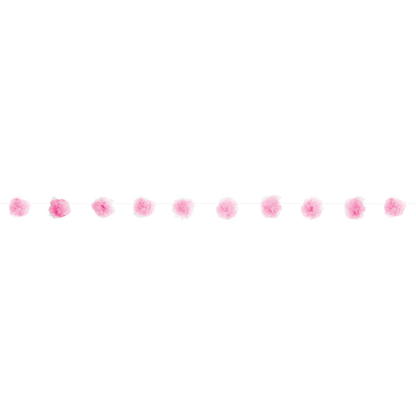 Tulle Pom Pom Garland - Pink (2.13m)