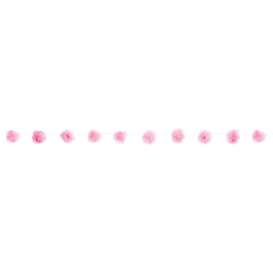 Tulle Pom Pom Garland - Pink (2.13m)