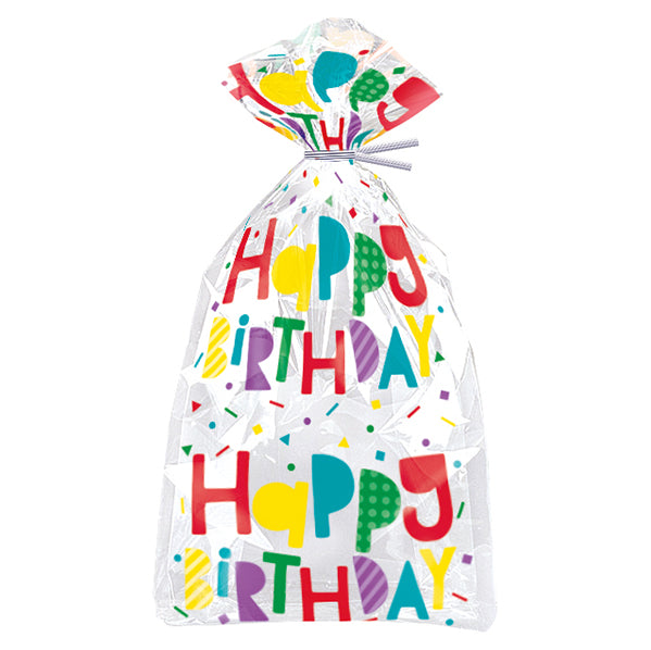 Colourful "Happy Birthday" Cello Bags (Pack of 20)