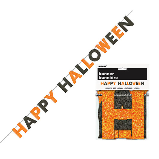 Black & Orange "Happy Halloween" Jointed Banner - 2.74m