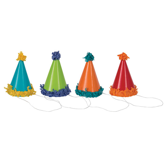 Pom Pom Mini Party Hats - 11cm (Pack of 8)