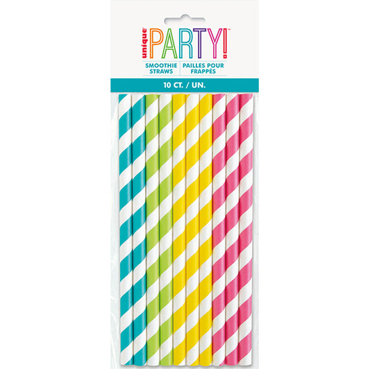 Smoothie Paper Straws - Assorted (Pack of 10)