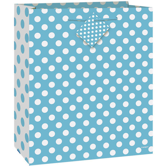 Large Gift Bag - Powder Blue Dots