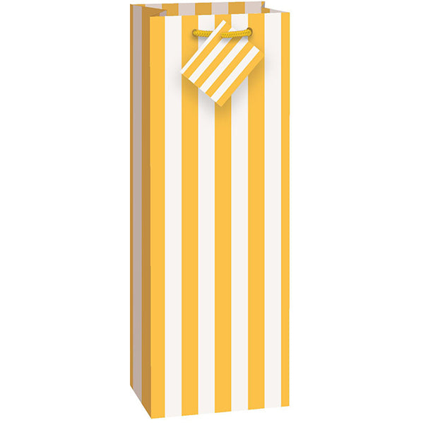 Wine Bag - Sunflower Yellow Stripes