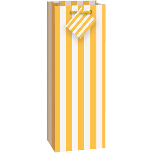 Wine Bag - Sunflower Yellow Stripes