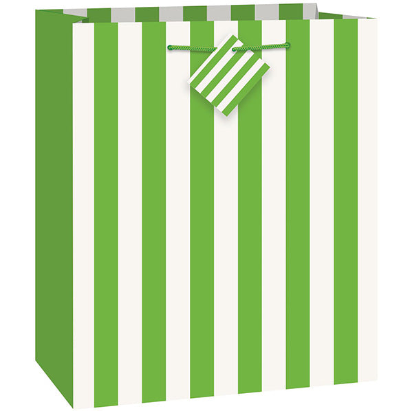 Medium Gift Bag - Stripes Lime Green