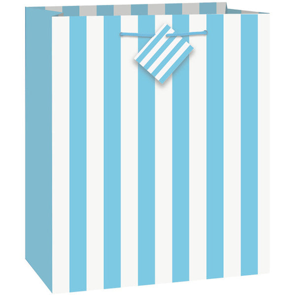 Large Gift Bag - Powder Blue Stripes