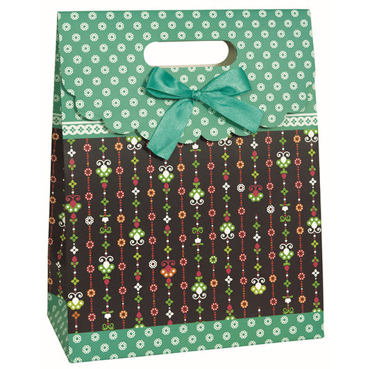 Large Gift Bag - Teal Floral Purse