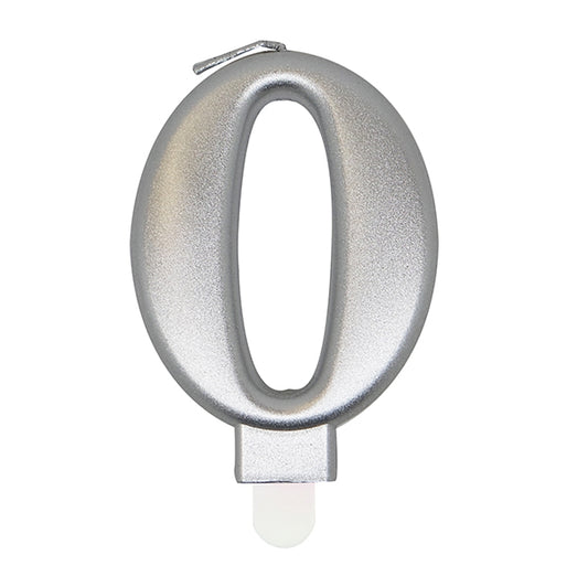 Metallic Silver Numeral Candle - 0